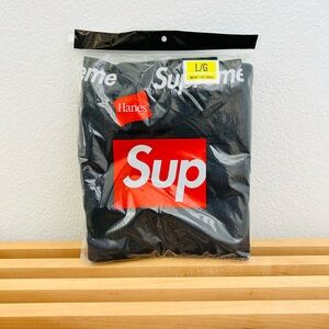 Supreme x Hanes Black Thermal Pants Size Large New Sealed